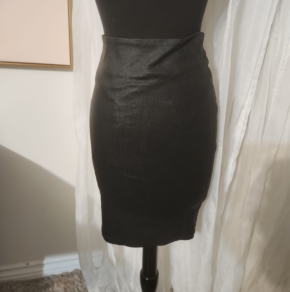 ANGL Black Faux-Leather Pencil Skirt M